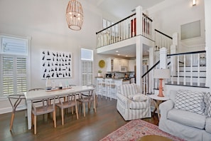 Coast Cottages Open Kitchen and Dining Area - Bright, open-concept kitchen and dining area with seating for six—perfect for family dinners, holiday meals, or a relaxing night in after East Beach adventures.