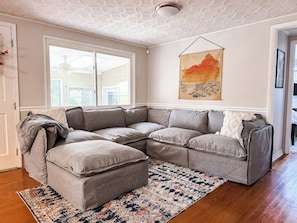 The big, comfy sofa to lounge on after a day of adventures