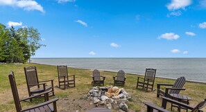 Massive firepit area by the water