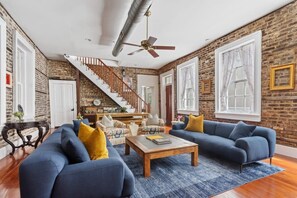 The living room allows for plenty of relaxation space for your group