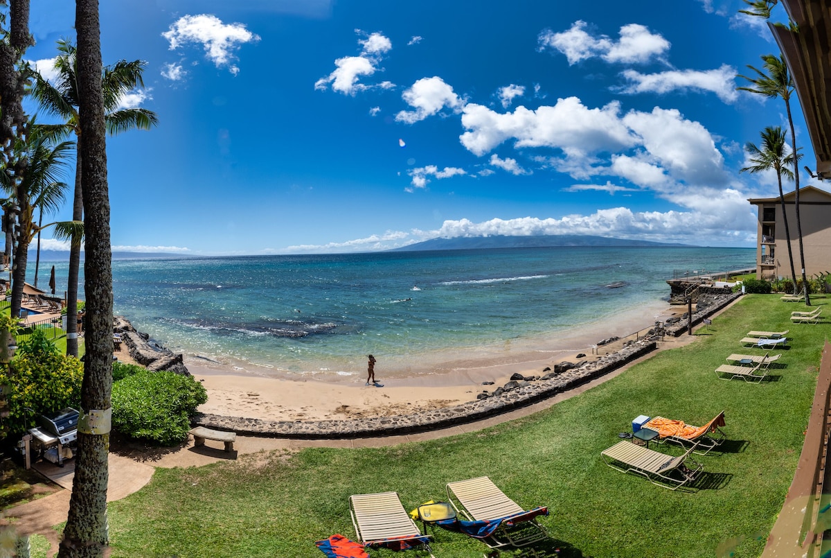 Oceanfront well-stocked home 20 ft from the ocean to relax and recharge