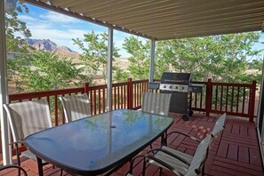 Gas grill on the deck
