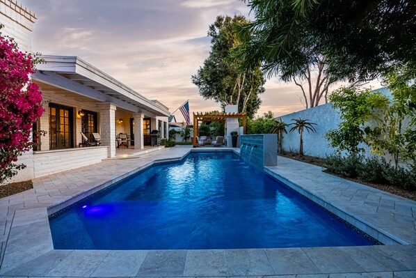 The Pool. Water fall feature. Very Private Back yard.
