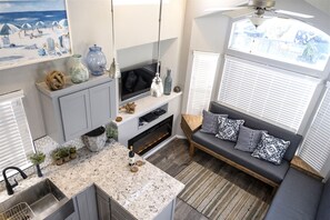 The living room from the loft