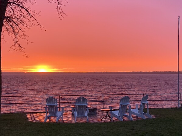 Wonderful lake views around the firepit patio.