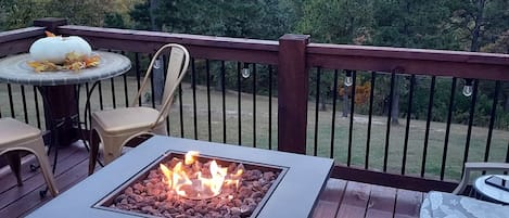 Outdoor firepit for those chilly nights, we do offer hot chocolate