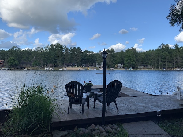Dock view from one of several cozy, waterfront, sitting areas