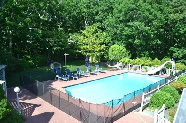 Pool area - very private! Note slide has been taken down