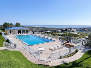 View of pool area, Fernandina Beach Pier and ocean from the balcony!