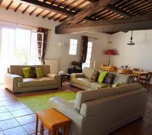 Bright open plan large lounge dining room