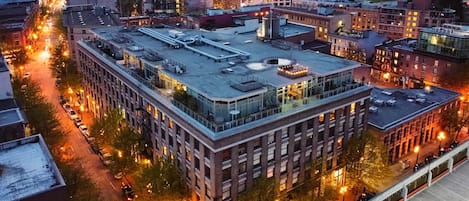 The Penthouse loft is the one with lights on around the Private Upper Deck