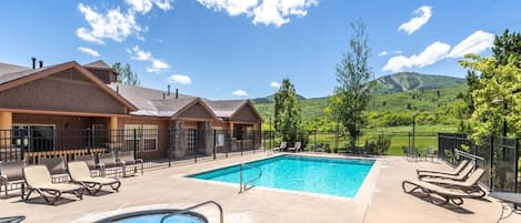 The community hot tub is open all year and it is just steps away from the home.
