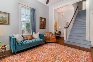 1 of two livingrooms. This one is right when you enter the house. You'll love the eclectic feel and funky decor throughout the home