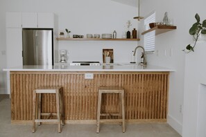 Kitchen open to dining and living space