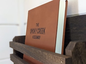 Custom guest book, please leave us a note about your stay!