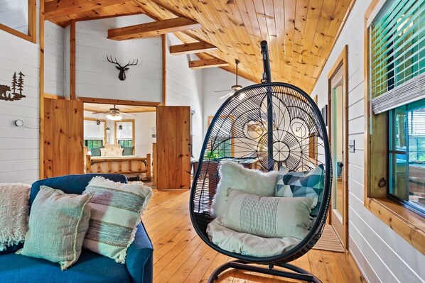 View from the living area to the bedroom