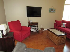 Smart TV with Dish and fiber internet to stream movies.