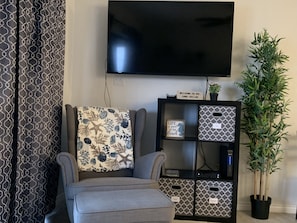 Smart TV and comfy side chair