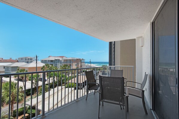 Enjoy a meal on the balcony