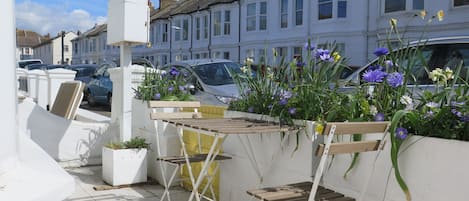 Great sun trap for morning coffee