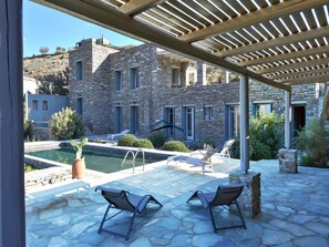 The view from the shaded dining area