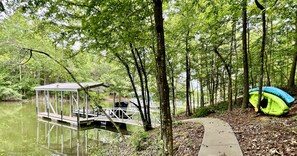 Concrete Path to Dock w/Sundeck, Paddle Boat, Large Water Pad, 2 Kayaks & Floats