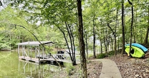 Concrete Path to Dock w/Sundeck, Paddle Boat, Large Water Pad, 2 Kayaks & Floats