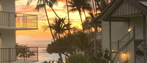 Balcony, Pool, Ocean. Sunset