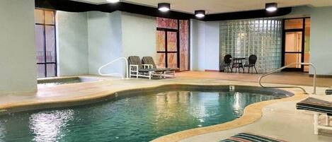 Indoor pool and hot tub are open 365 10AM-10PM