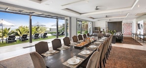 Indoor dining area can seat up to 16 persons.