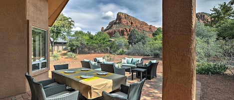 NEW BBQ grill added! Relax outside and grill next to the majestic red rocks