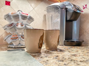 Cup of coffee? Keurig and K-Cups included.