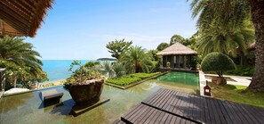 One of many lounge areas in Sangsuri Villa 2 with breathtaking views