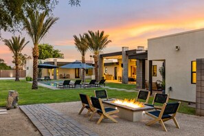 Enjoy days by the pool and nights around the fire