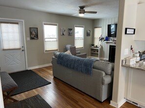 Living room 60" smart t.v. with voice control. Fast internet. 
