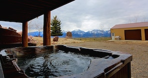 Views of the Bitterroot Mountains from the outdoor jacuzzi