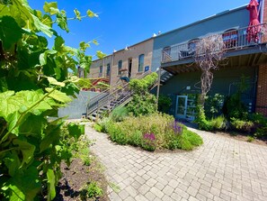 Walk through the courtyard to the second level