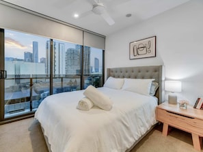 Luxury Bedding and Towels and Electric Block-out Blinds