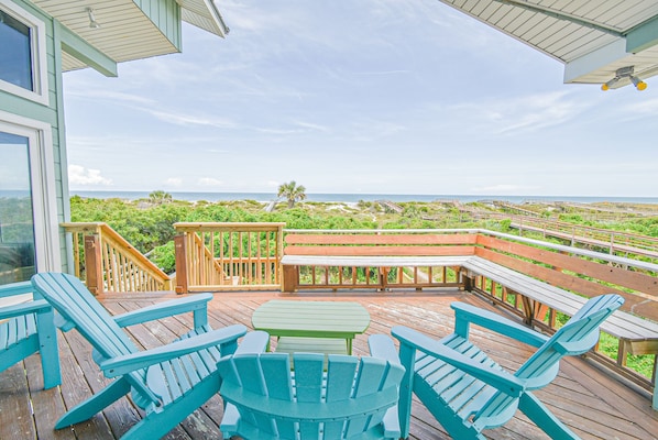 Our second floor wrap-around deck has sweeping ocean views!