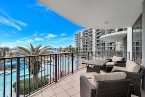 Balcony with Views of the Lazy River & Bay