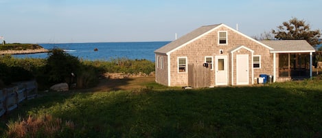 View from private lane. Note outdoor shower. (There's an indoor one, too.)