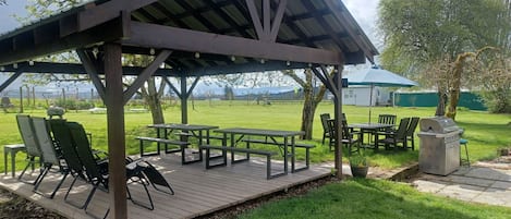 Need some shade, relax in the pavilion, and enjoy the mountain views.