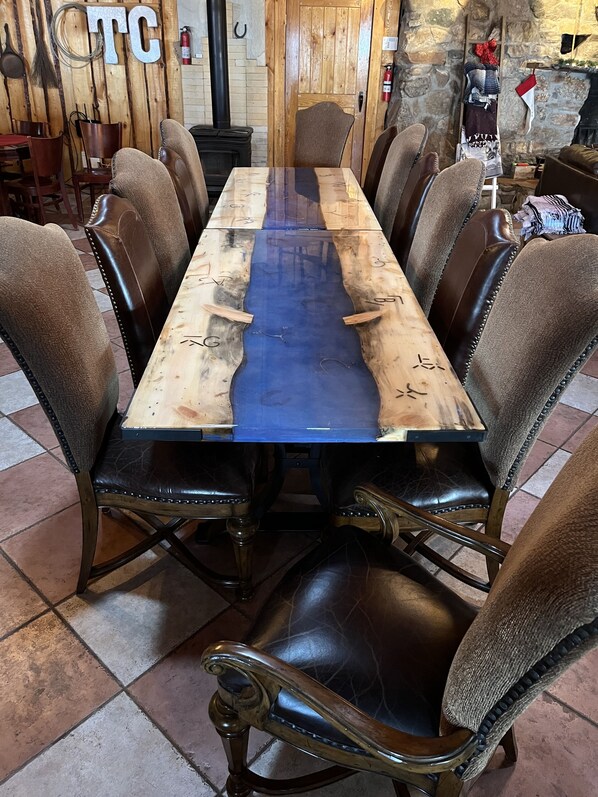 Family style dining table and chairs