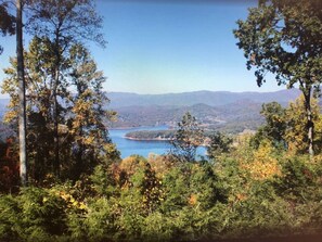 Spectacular views of Lake Chatuge and the mountains from entire back of house!