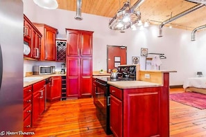 Kitchen with view to door