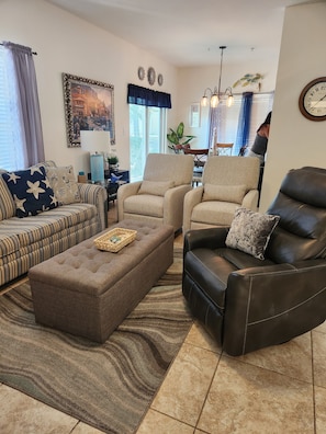 lots of comfortable setting for relaxing after a day of fun