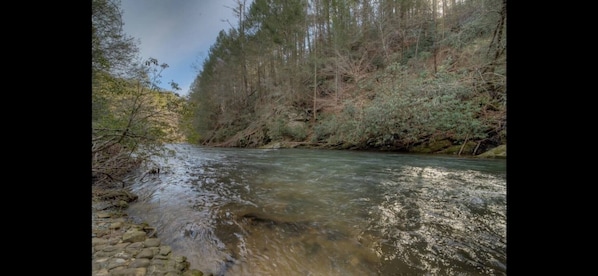 View down Mountaintown Creek from your stone patio