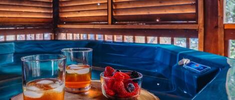 Indulge in relaxation with your own private outdoor hot tub, perfect for unwinding and rejuvenating.
