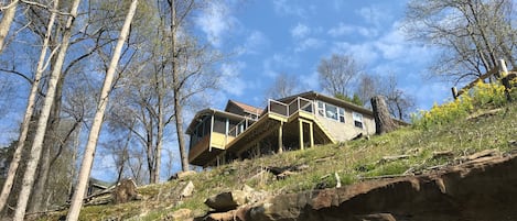 House view from path to lake