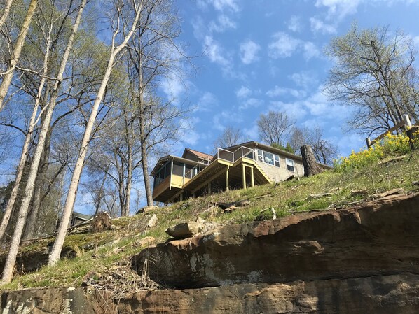 House view from path to lake